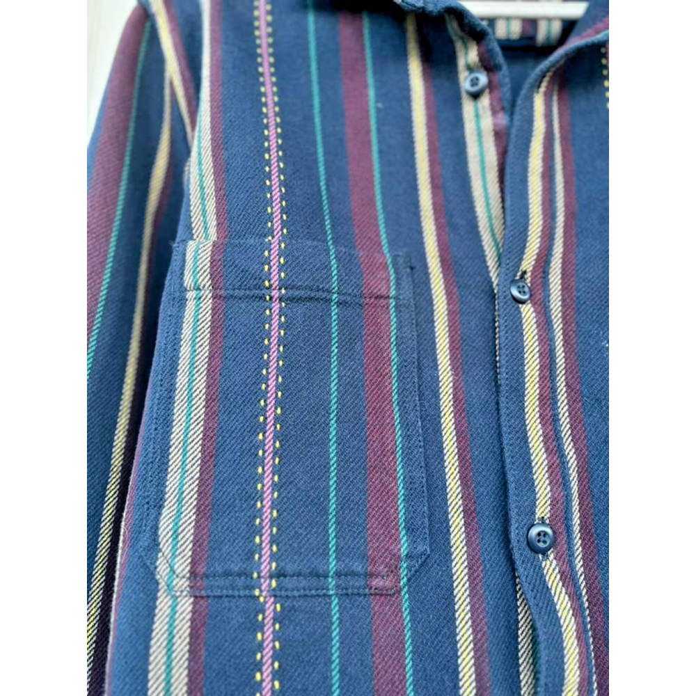 Vans Cropped Striped Jacket Raw Hem Canvas Denim Feel Women’s Large Y2K - Picture 13 of 15